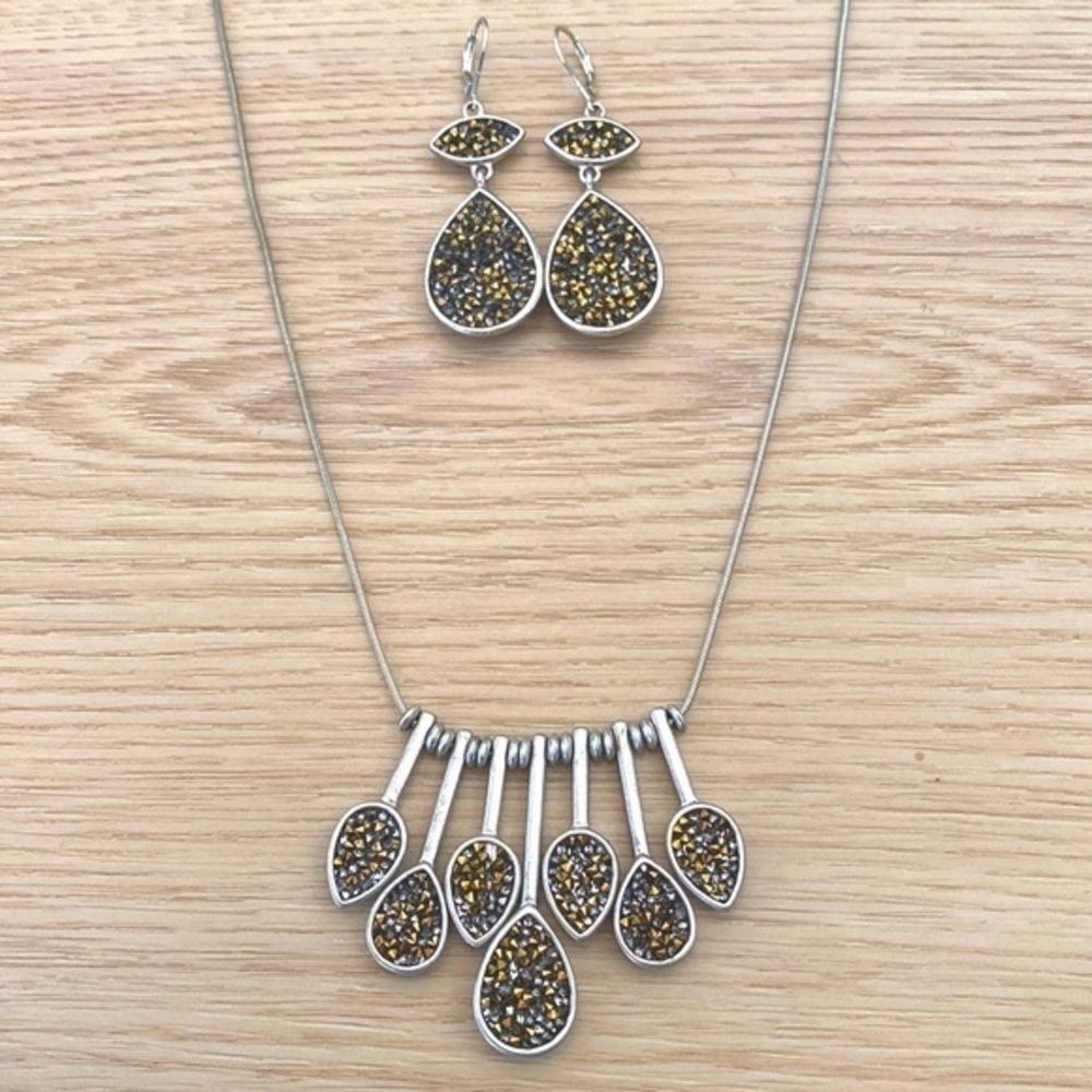 Kenneth Cole silver and gold necklace and earring set